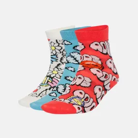 Adidas Fun 3 Pairs Kids Unisex Training Socks -Semi Lucid Red/Preloved Blue/Off White