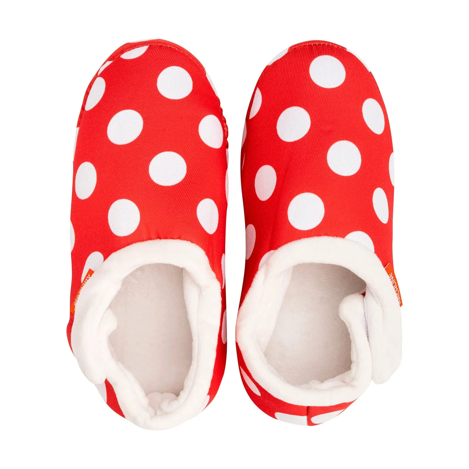 ARCHLINE Orthotic Slippers CLOSED Back Scuffs Moccasins Pain Relief - Red Polka Dots - EUR 41 (Womens 10 US)