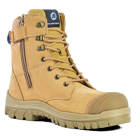 Bata Defender Wheat Nubuck Zip Sided Lace Up Steel Cap Safety Boot With Scuff Cap (804-80851) (Pre Order)