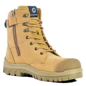 Bata Defender Wheat Nubuck Zip Sided Lace Up Steel Cap Safety Boot With Scuff Cap (804-80851) (Pre Order)