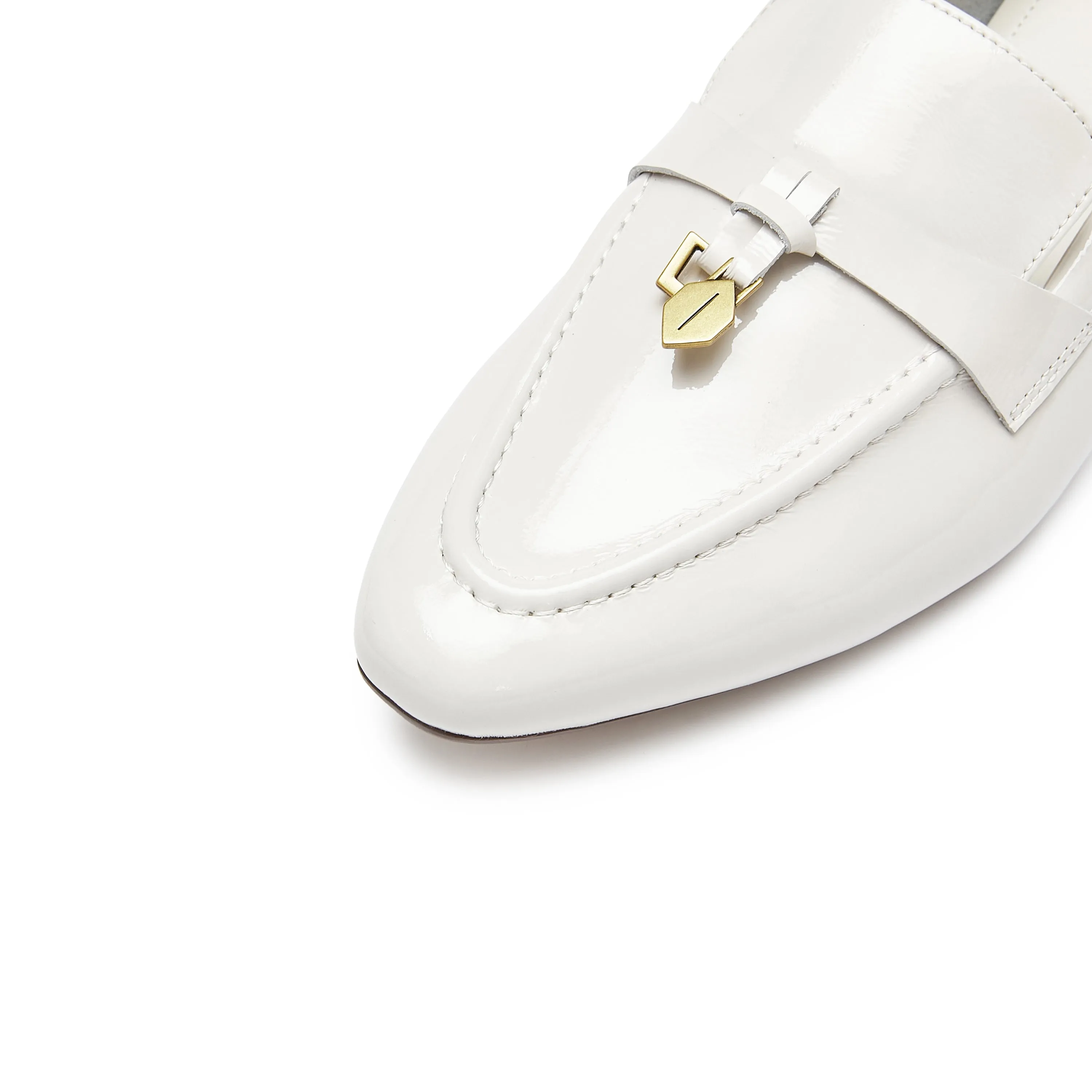 Beige Classic Signature Patent Loafers