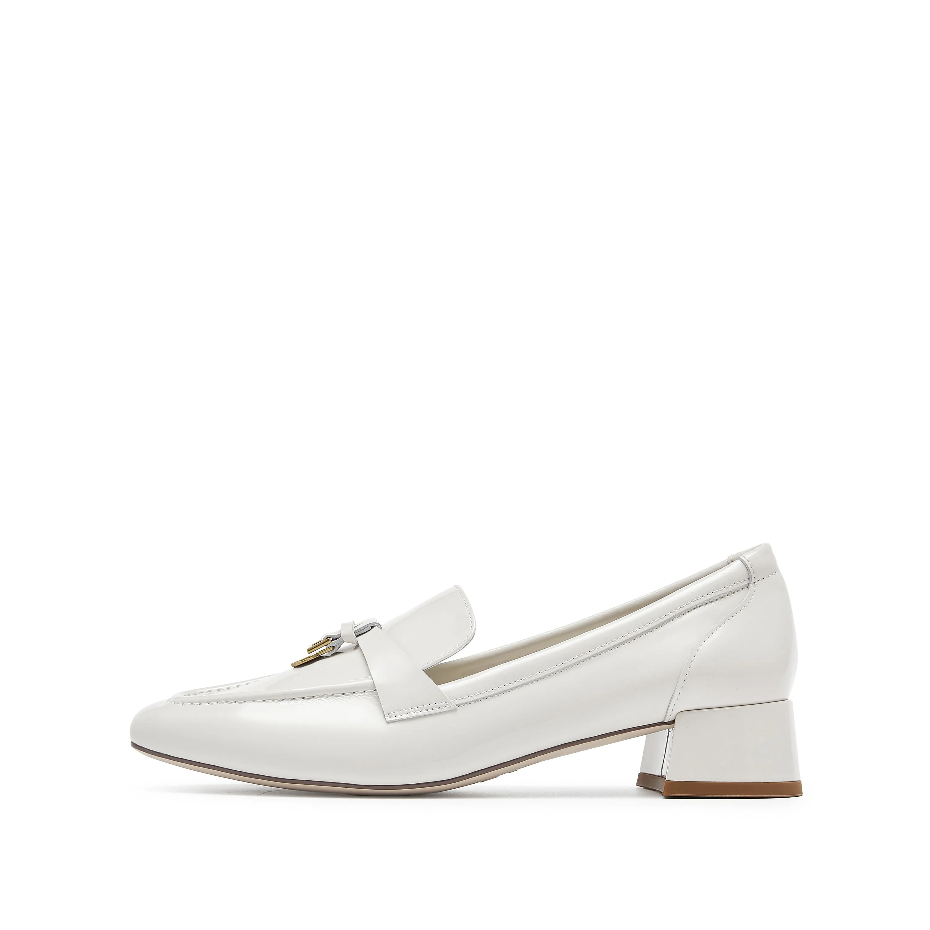 Beige Classic Signature Patent Loafers