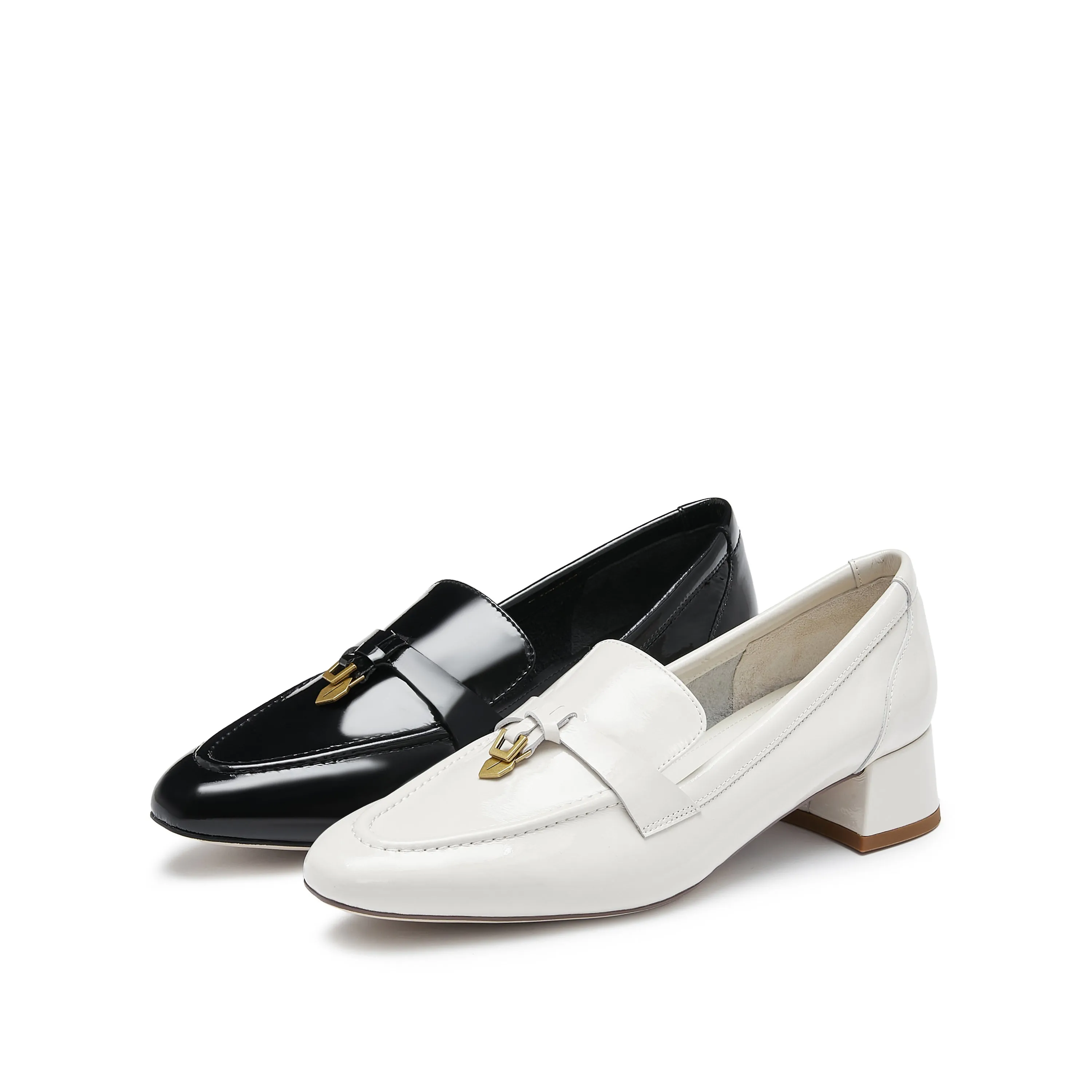Beige Classic Signature Patent Loafers