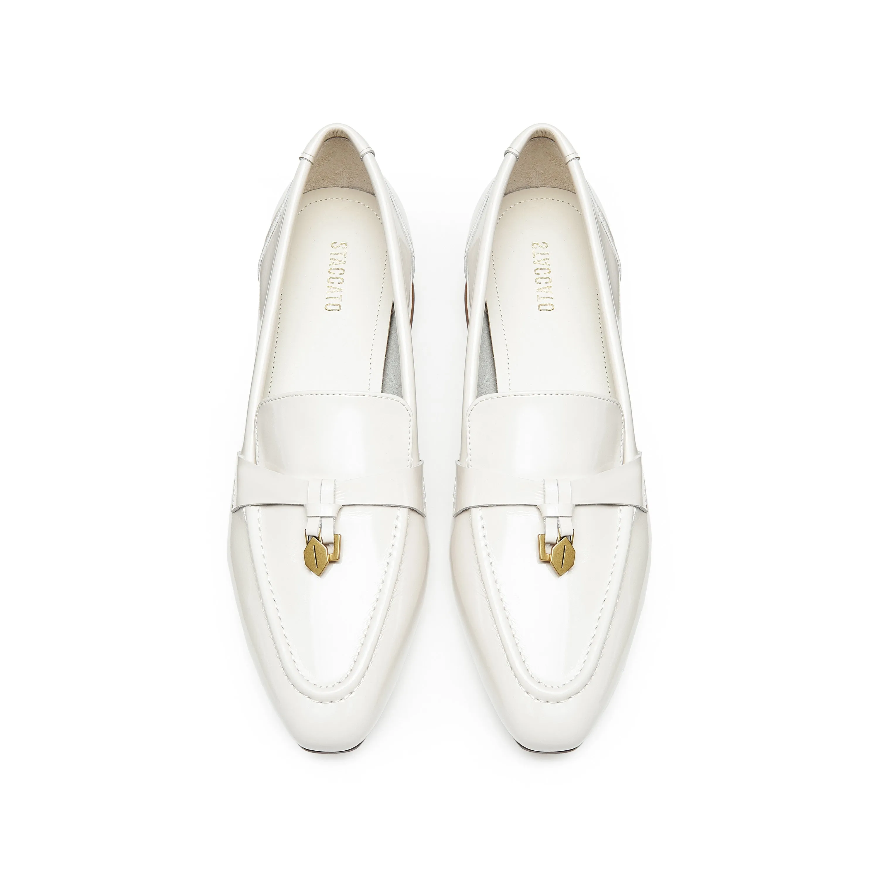 Beige Classic Signature Patent Loafers
