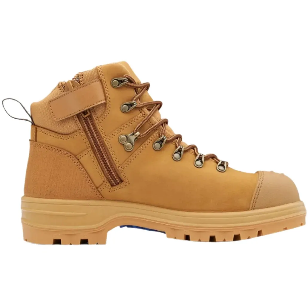 Blundstone Wheat Nubuck Water Resistant Leather 135mm Zip Side Steel Cap Safety Boot (243) (Special)
