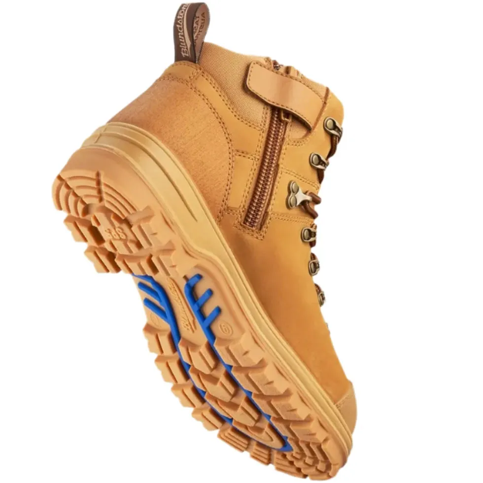 Blundstone Wheat Nubuck Water Resistant Leather 135mm Zip Side Steel Cap Safety Boot (243) (Special)