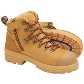 Blundstone Wheat Nubuck Water Resistant Leather 135mm Zip Side Steel Cap Safety Boot (243) (Special)