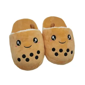 Boba Milk Tea Plush Slippers