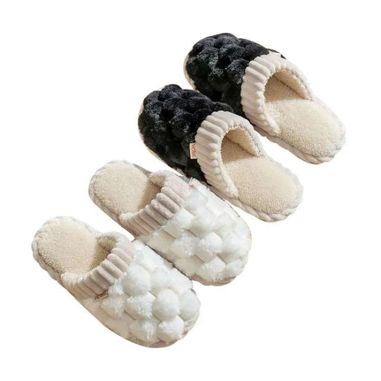 Cozy Corduroy and Plush Non-Slip Cotton Slippers for Women and Couples