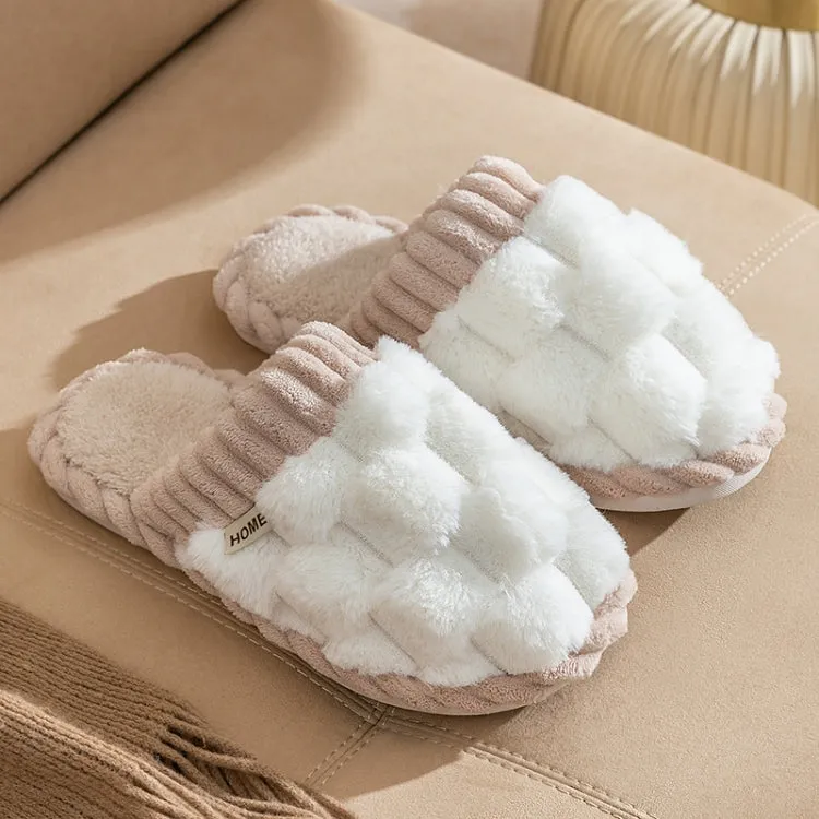Cozy Corduroy and Plush Non-Slip Cotton Slippers for Women and Couples