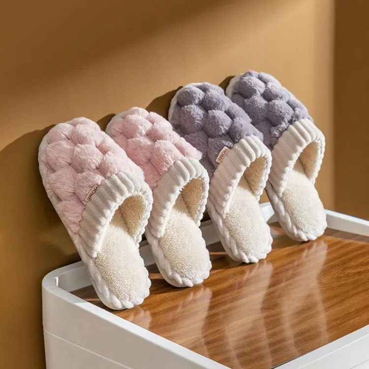 Cozy Corduroy and Plush Non-Slip Cotton Slippers for Women and Couples