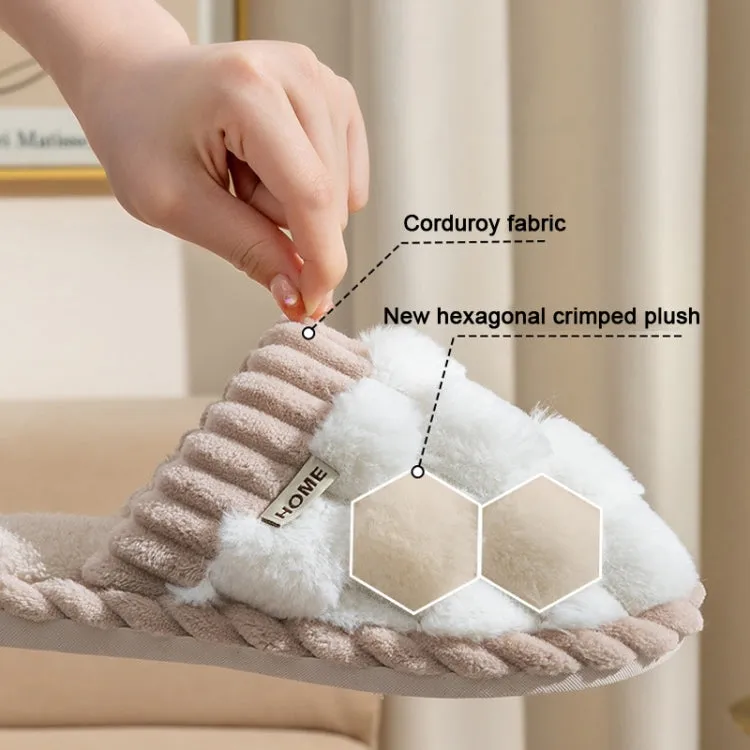 Cozy Corduroy and Plush Non-Slip Cotton Slippers for Women and Couples