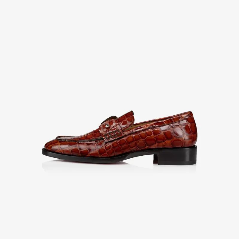 Crocodile Print Leather Loafers