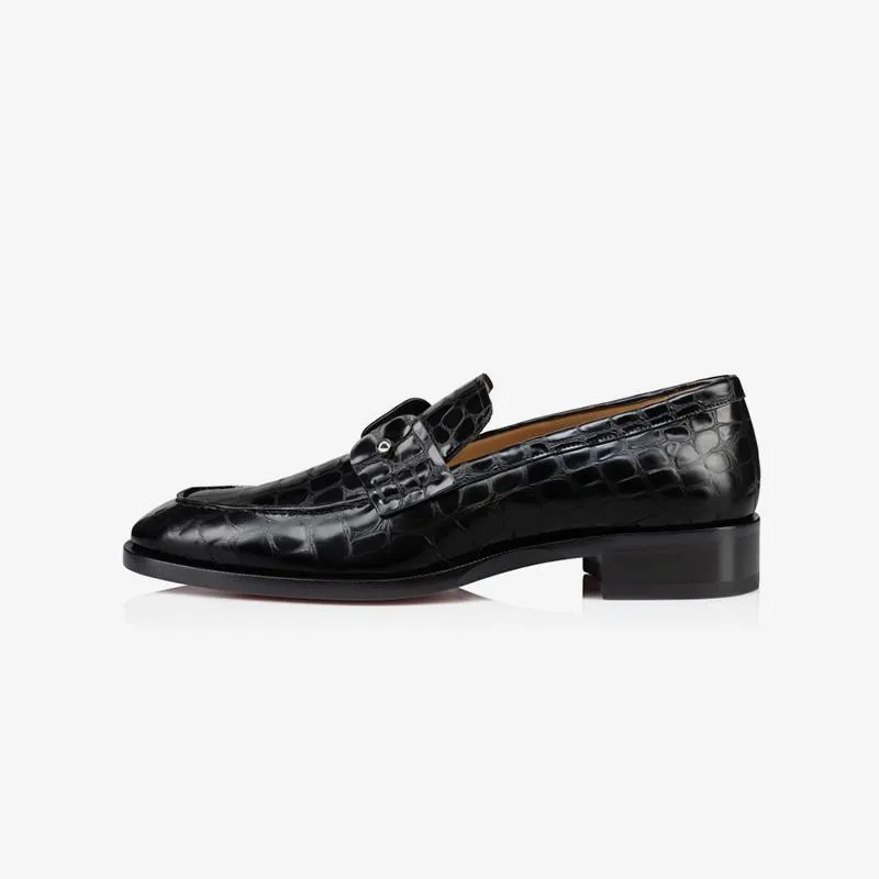 Crocodile Print Leather Loafers