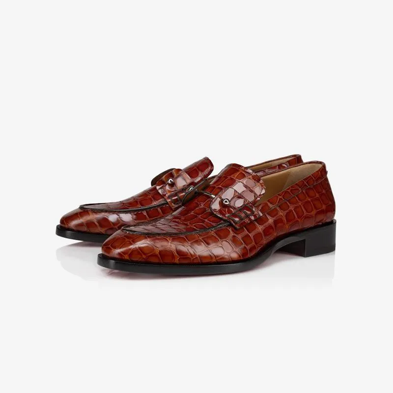 Crocodile Print Leather Loafers