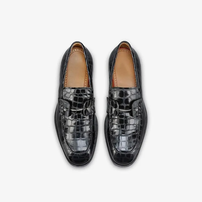 Crocodile Print Leather Loafers