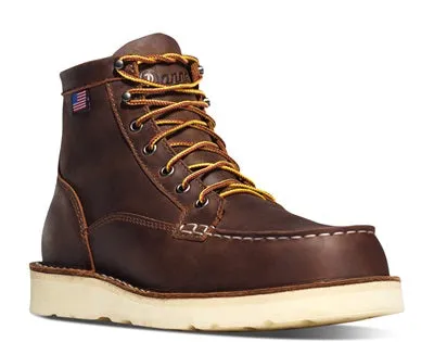 Danner 15564 Bull Run 6" Work Boots with Steel Toe and Moc Toe - Brown