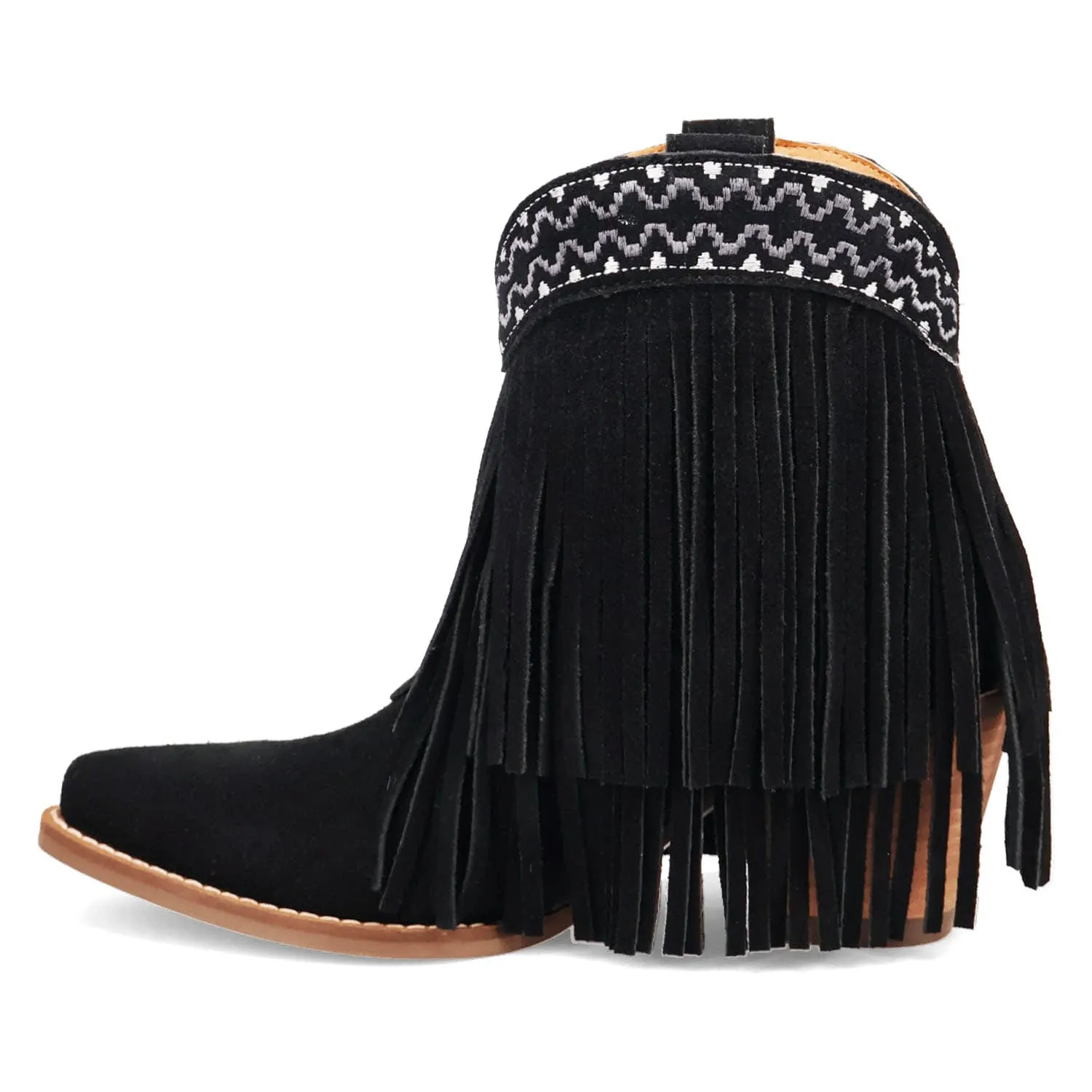 Dingo Womens Tapadero Bootie Black Suede Cowboy Boots