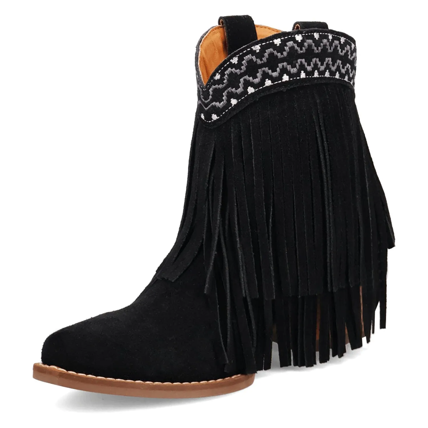 Dingo Womens Tapadero Bootie Black Suede Cowboy Boots