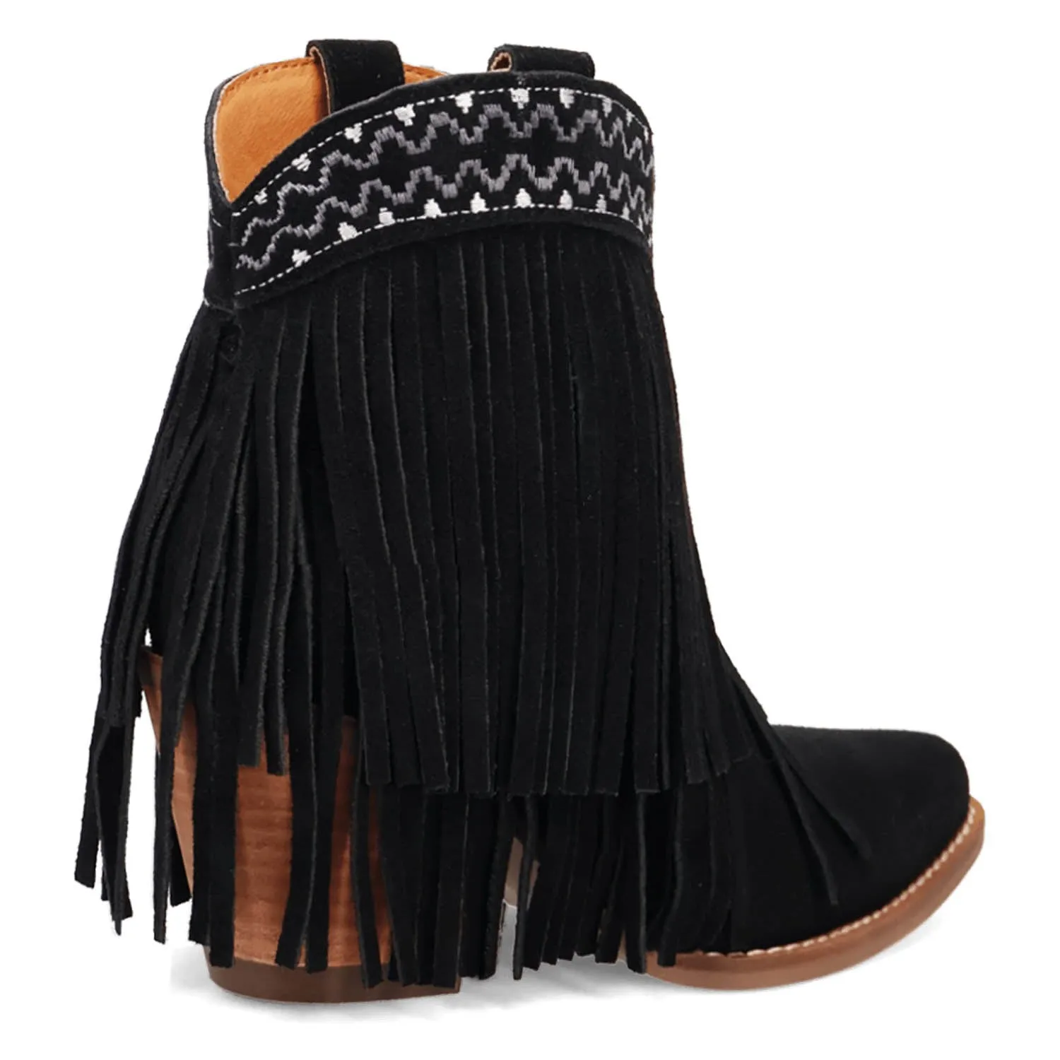 Dingo Womens Tapadero Bootie Black Suede Cowboy Boots