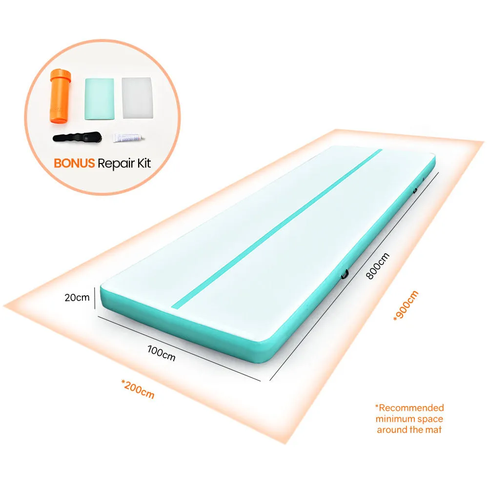Durable Inflatable Air Track Mat with Pump - 600W, Waterproof, 800x100x20cm - Proflex