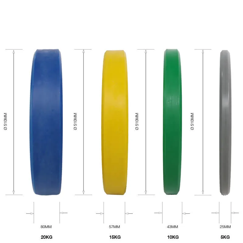 Hit Fitness 120kg Commercial Coloured Bumper Plate Set