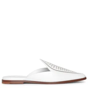 Laser-cut leather half loafers