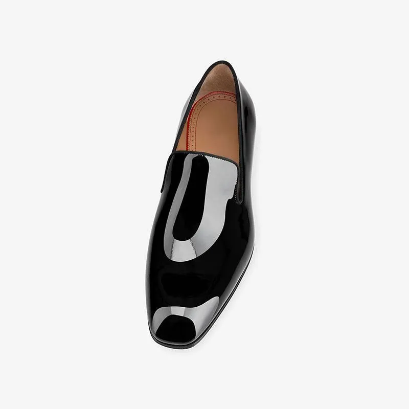 Man Round Toe Patent leather V cut Shoes