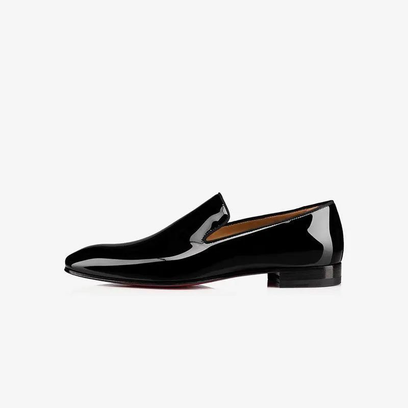 Man Round Toe Patent leather V cut Shoes