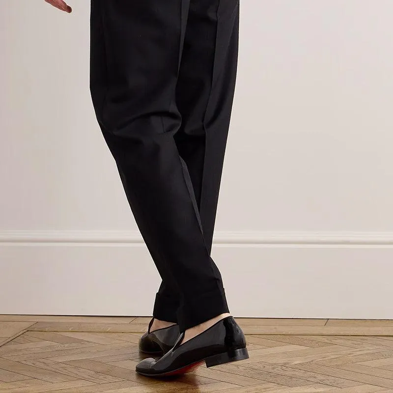 Man Round Toe Patent leather V cut Shoes