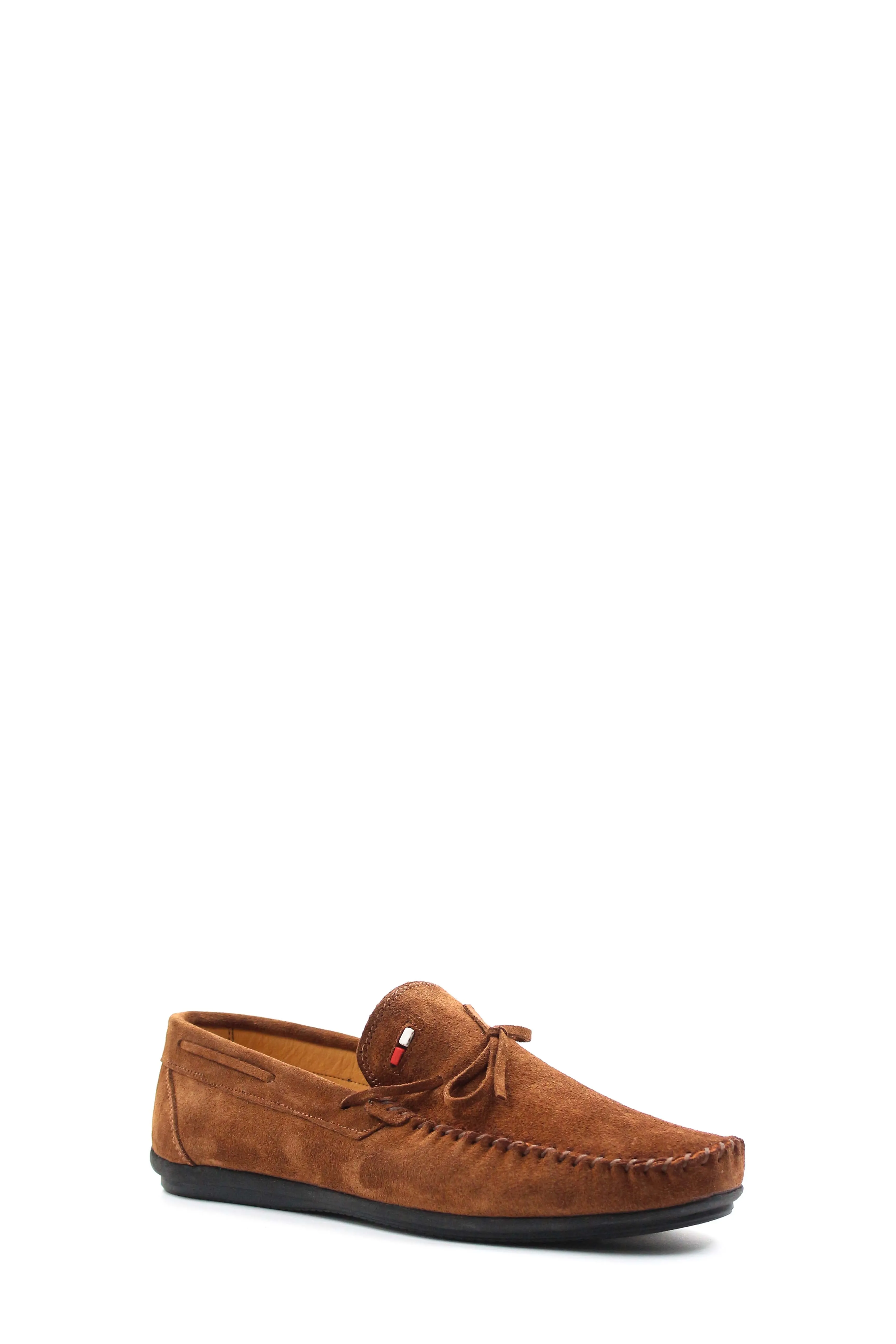 Men's Brown Suede Bow-Tie Moccasin Loafers - Wessi