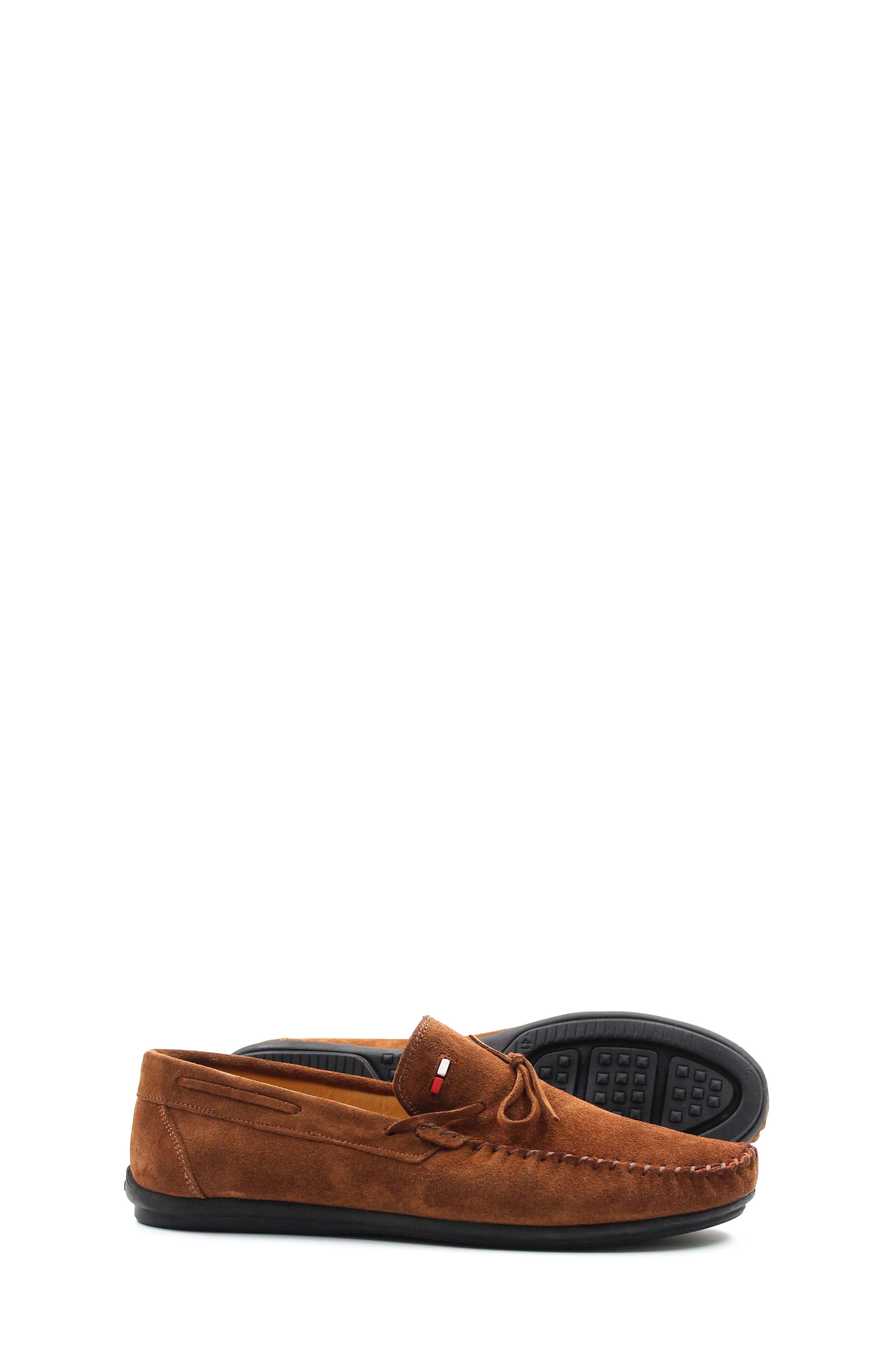 Men's Brown Suede Bow-Tie Moccasin Loafers - Wessi
