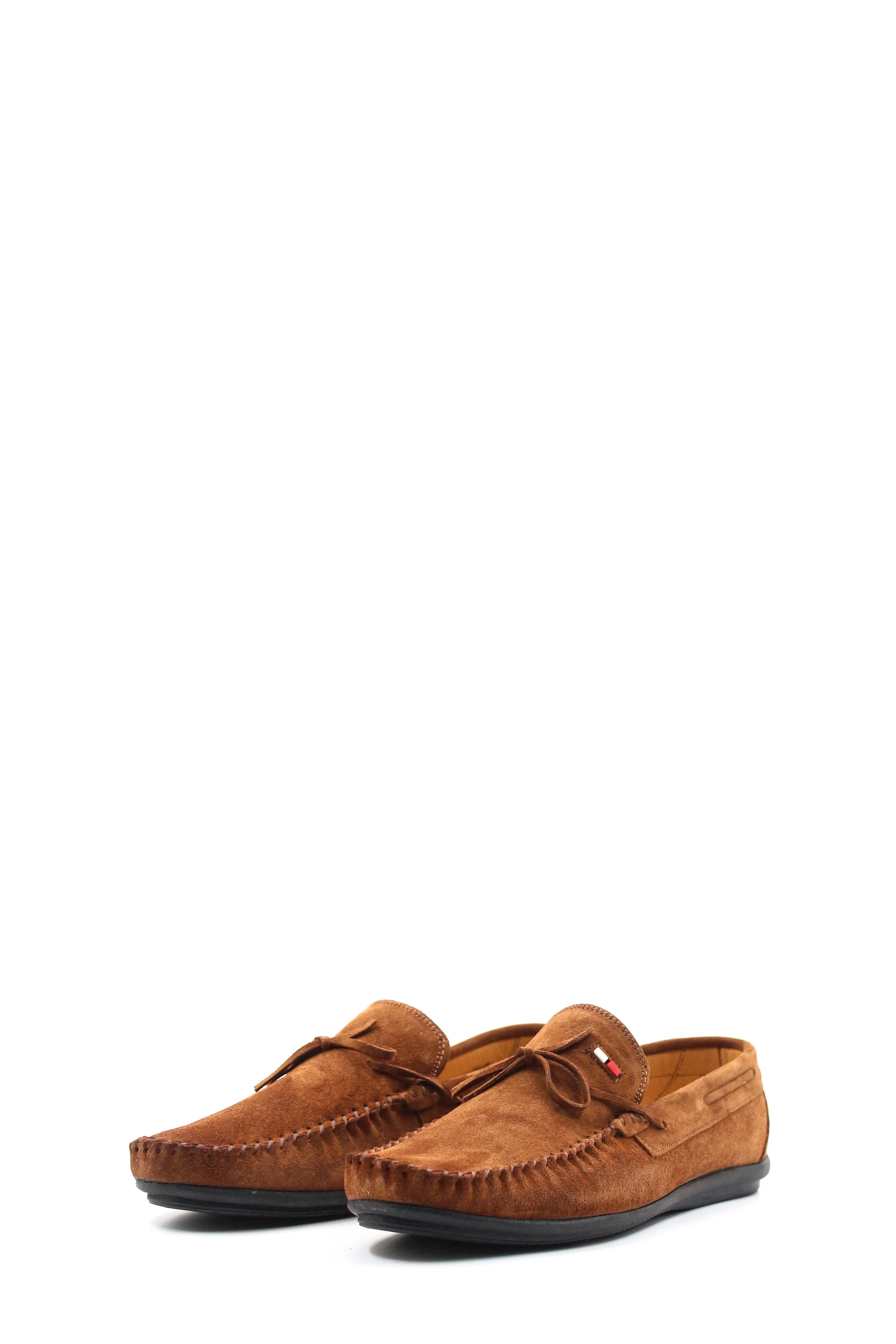Men's Brown Suede Bow-Tie Moccasin Loafers - Wessi