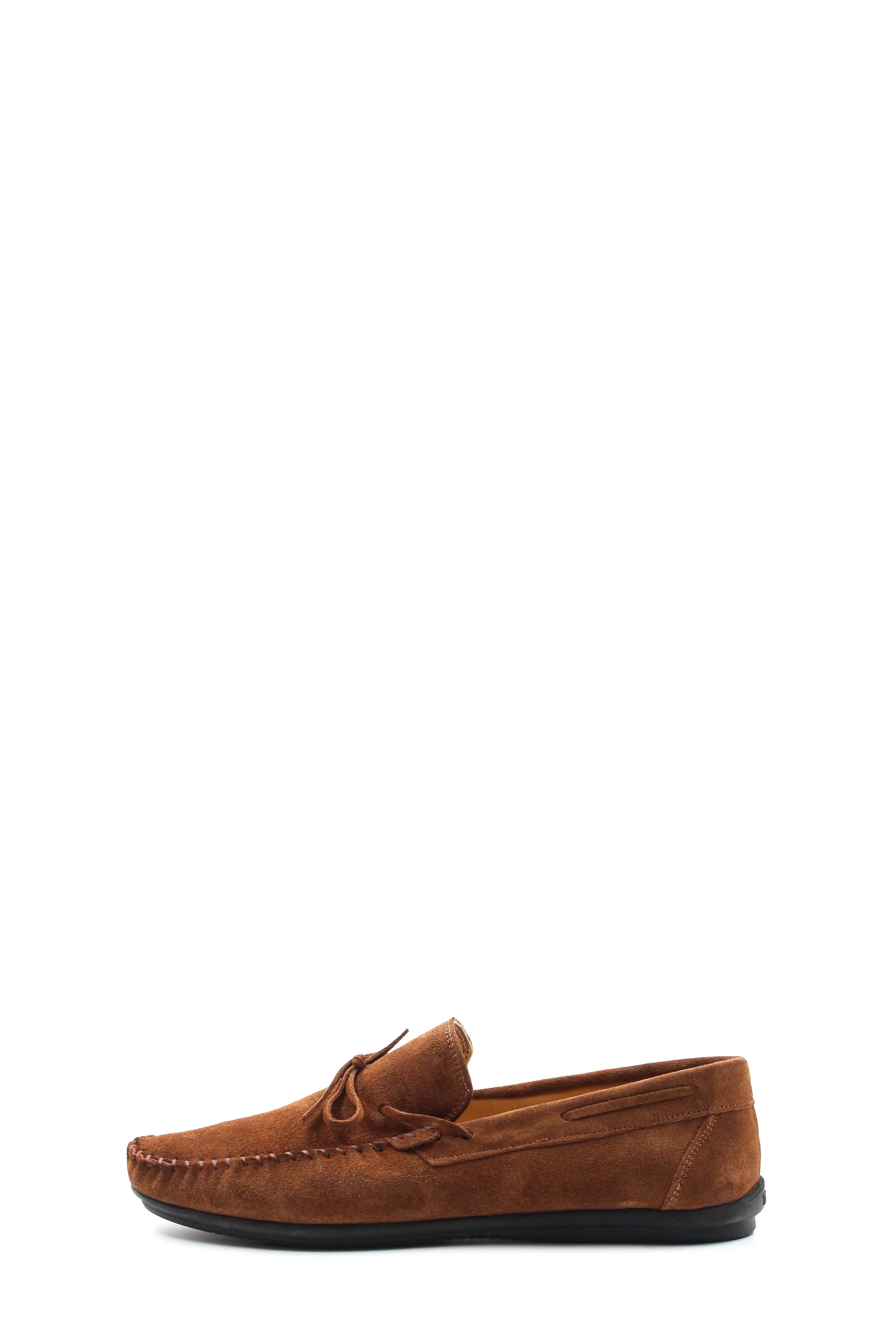 Men's Brown Suede Bow-Tie Moccasin Loafers - Wessi
