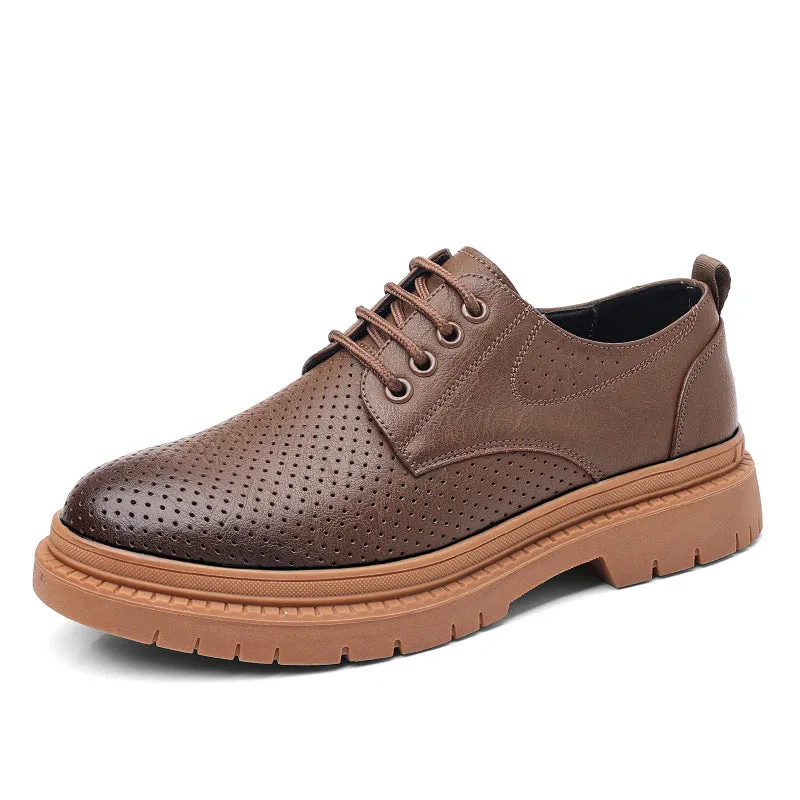 Men's Leather Breathable Low-Top Casual Shoes