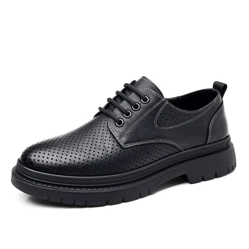 Men's Leather Breathable Low-Top Casual Shoes