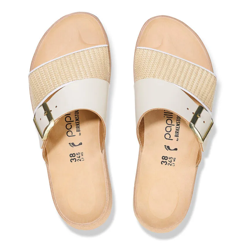 Papillio by Birkenstock Almina White Raffia Leather Sandal