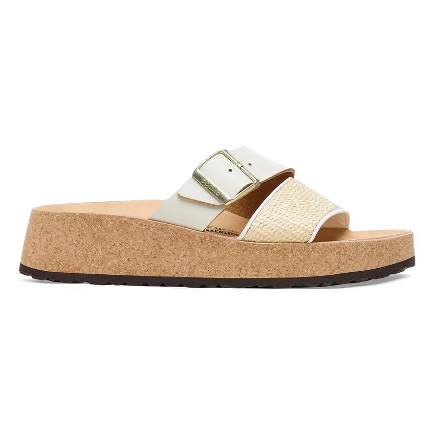Papillio by Birkenstock Almina White Raffia Leather Sandal
