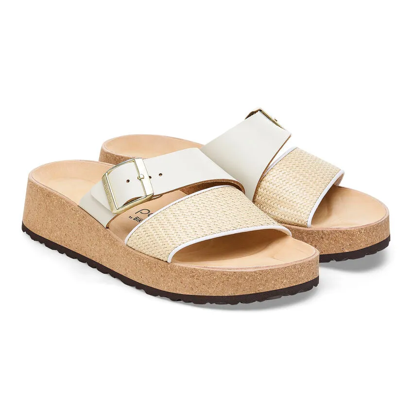 Papillio by Birkenstock Almina White Raffia Leather Sandal