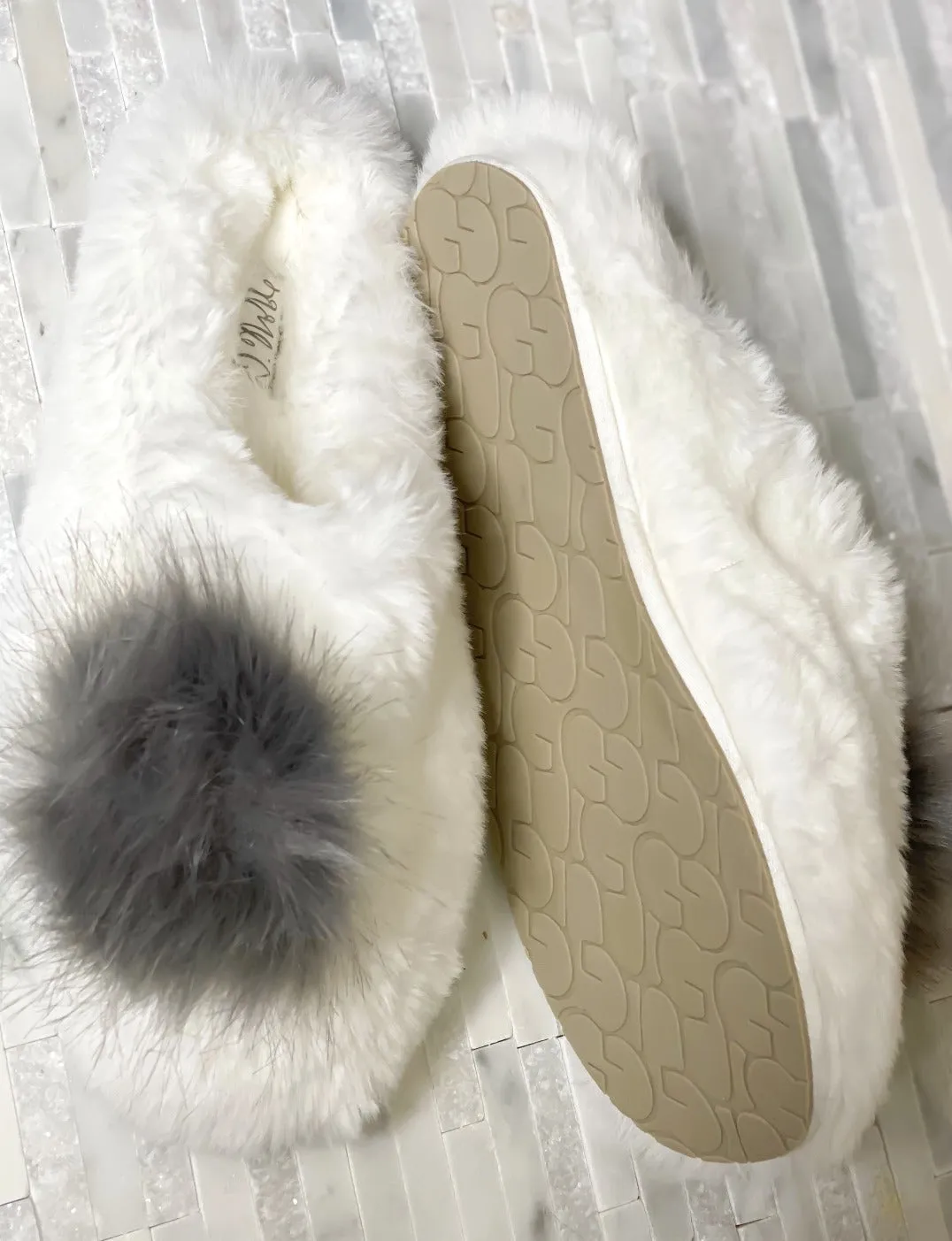 Pom Closed Toe Faux- Fur Comfort Slippers