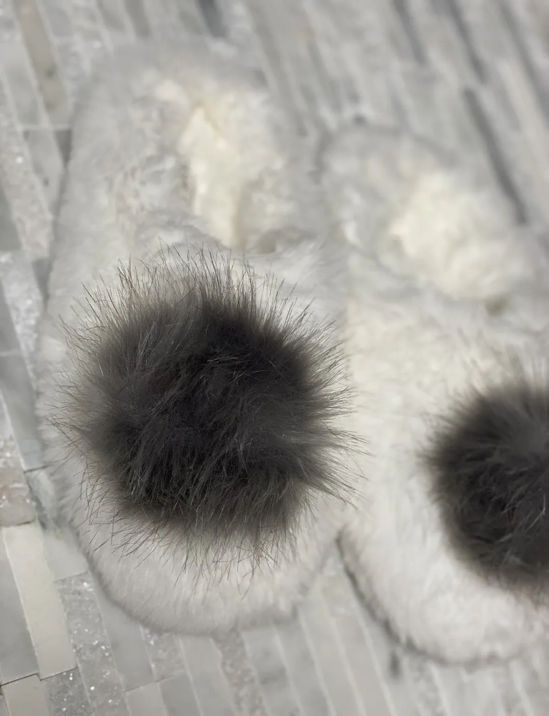 Pom Closed Toe Faux- Fur Comfort Slippers