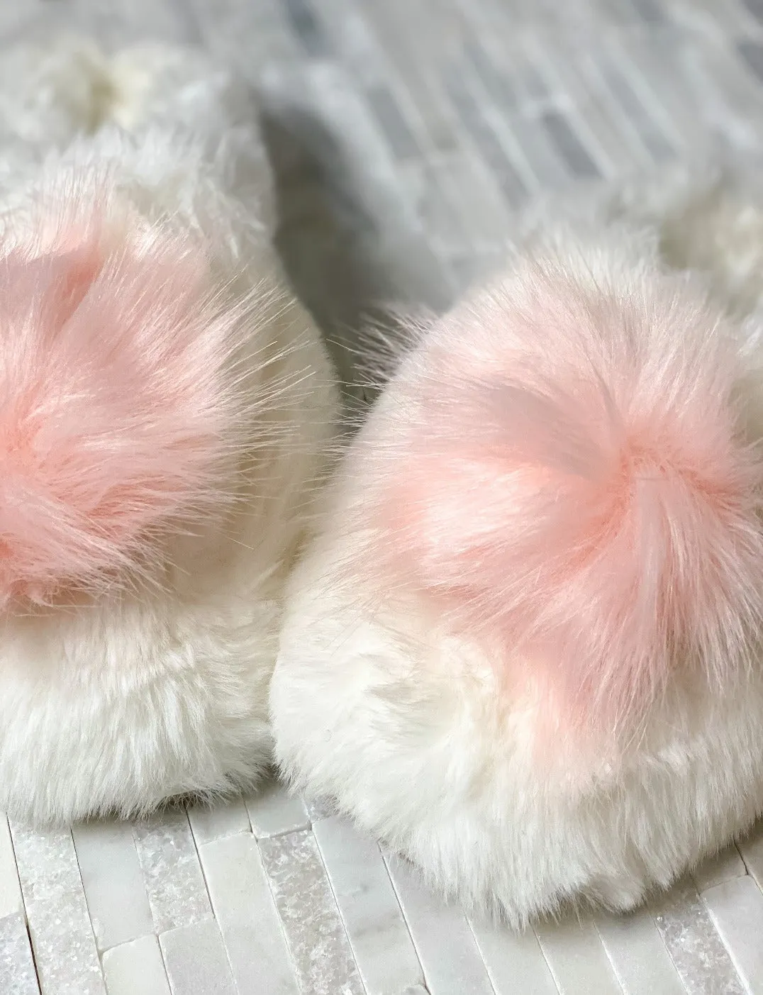 Pom Closed Toe Faux- Fur Comfort Slippers