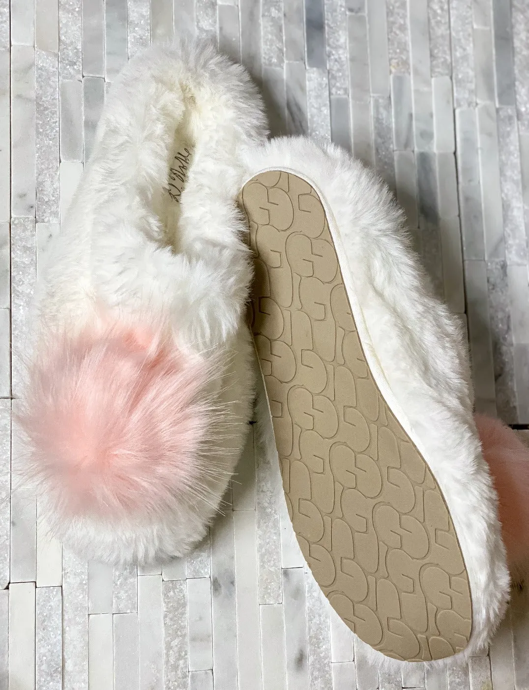 Pom Closed Toe Faux- Fur Comfort Slippers
