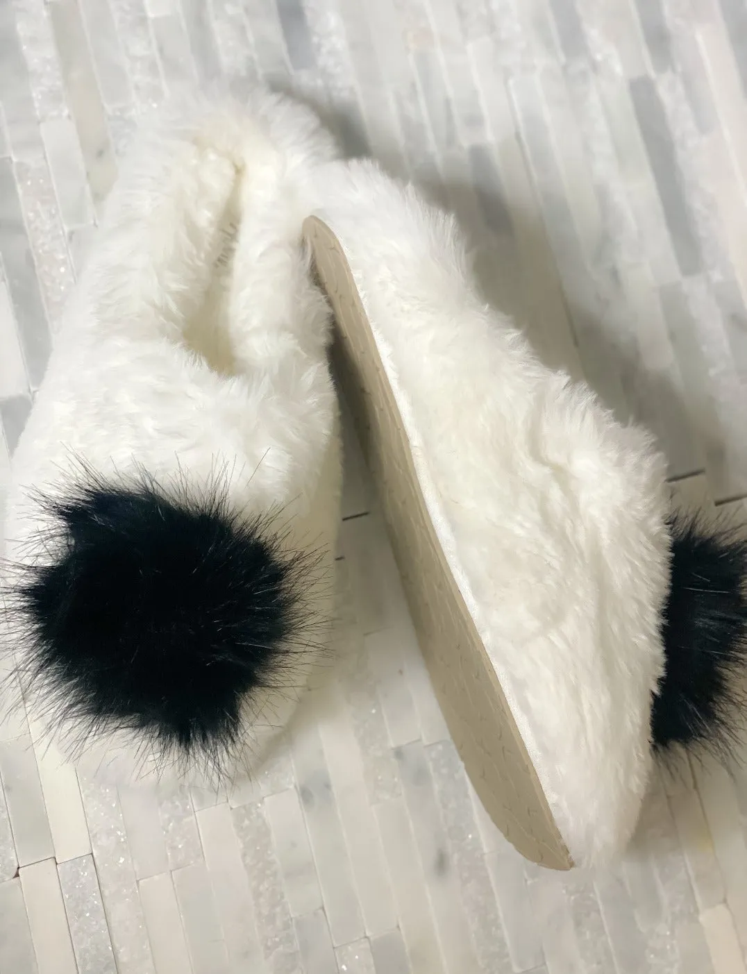 Pom Closed Toe Faux- Fur Comfort Slippers