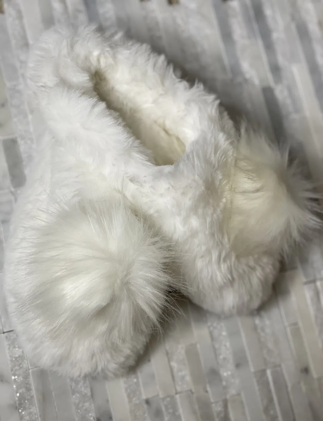 Pom Closed Toe Faux- Fur Comfort Slippers