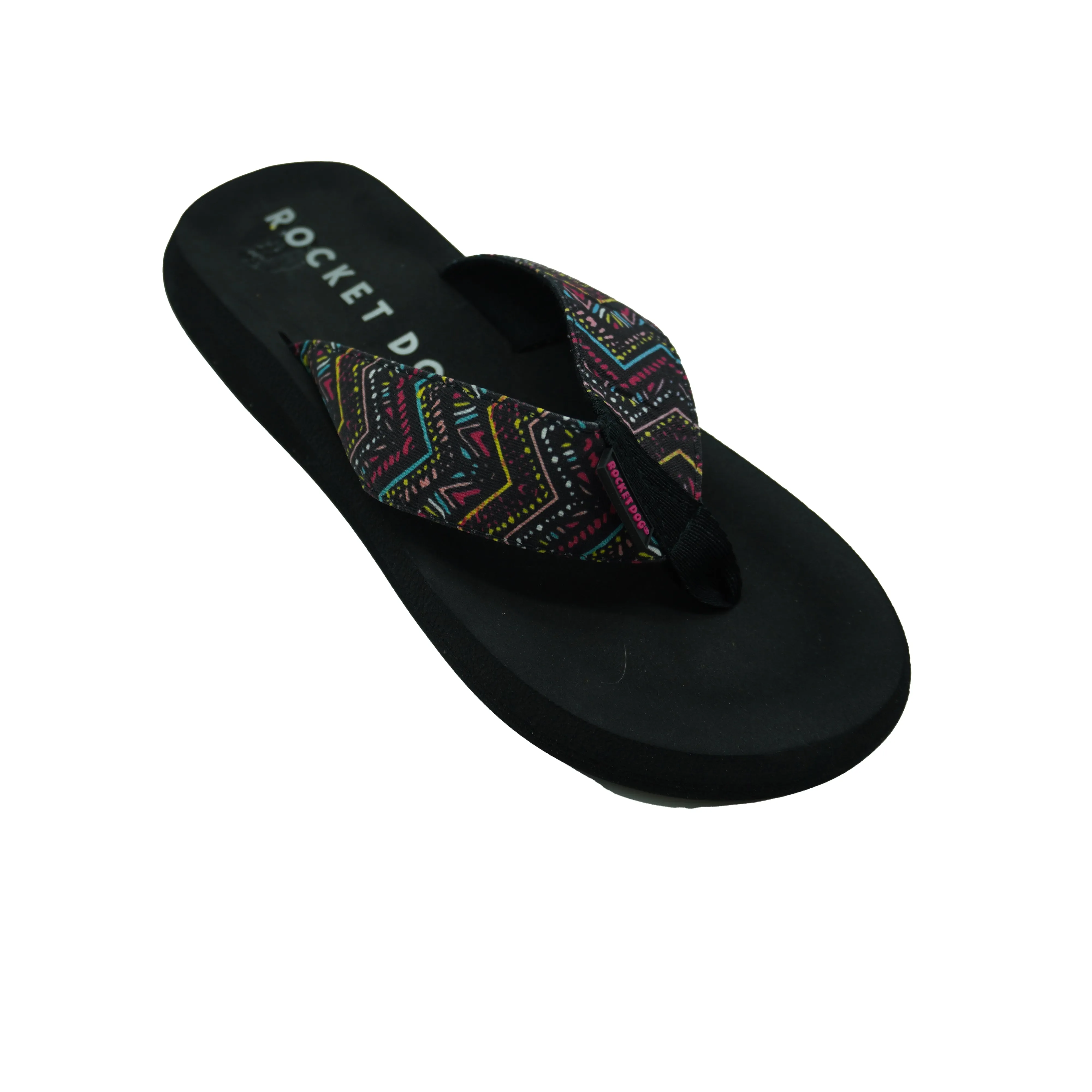 Rocket Dog Women's Aztec Design Cushioned Thong Sandals Black Size 9