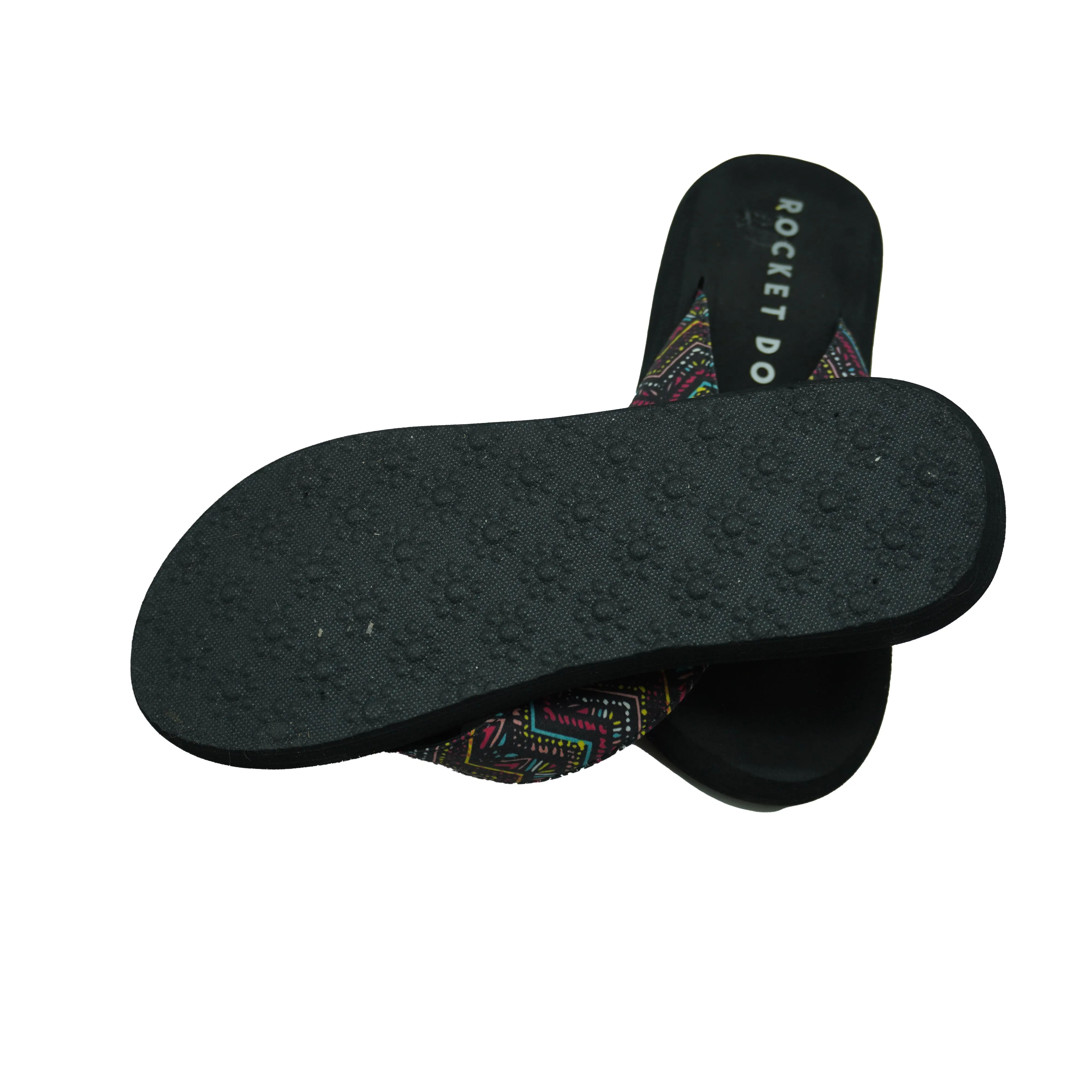 Rocket Dog Women's Aztec Design Cushioned Thong Sandals Black Size 9