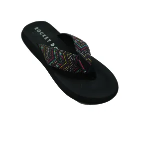 Rocket Dog Women's Aztec Design Cushioned Thong Sandals Black Size 9