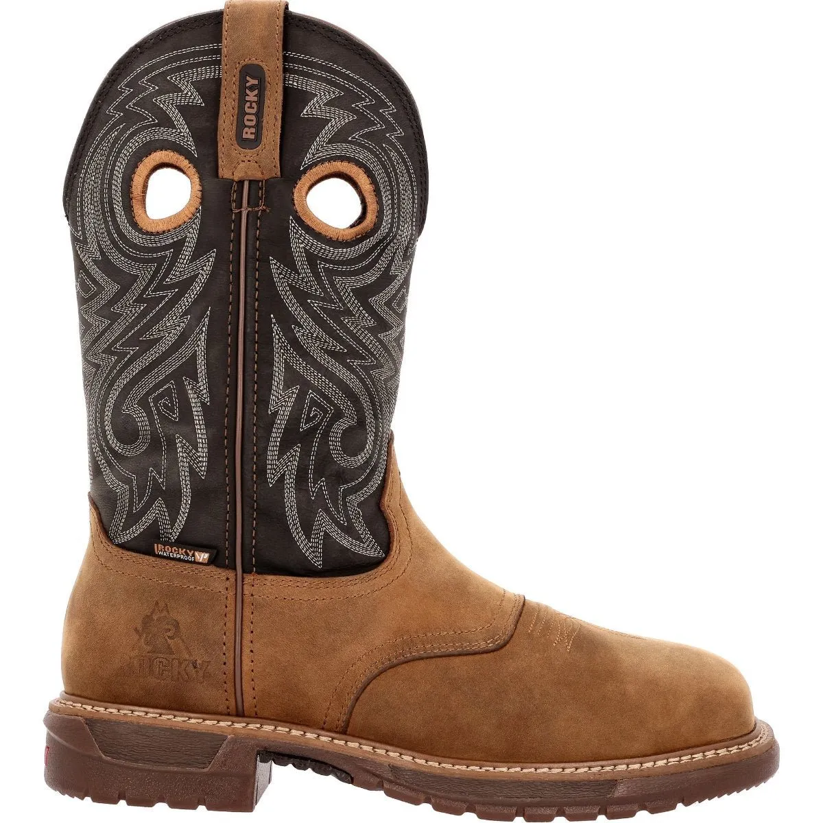 Rocky Original Ride Flx Men's Waterproof Composite Toe Western Boots Rkw0391 In Brown