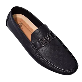Royal shoes black men's casual loafer slip-on printed leather driver